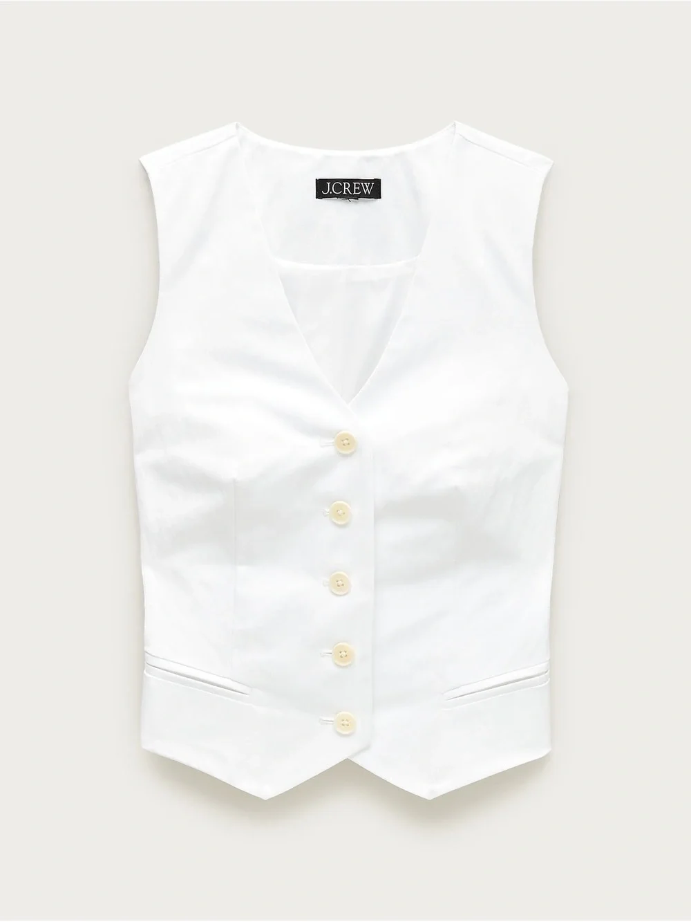 NWT J.Crew Shrunken V-Neck Vest Top White Size 4 Tailored Button Front CT113